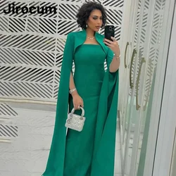 Jirocum Green Mermaid Evening Dresses Elegant Women's Long Sleeve Strapless Party Prom Dress Floor Length Formal Occasion Gown