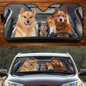 Pare-soleil de voiture pour amoureux des chiens, pare-brise de voiture durable, pare-soleil de fenêtre, Fun RentBoard Spitz Fami