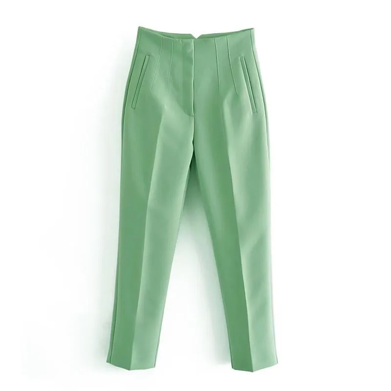 Withered Woman Clothes Women's Pants And Trousers 18 Candy Colored Multi Line High Waisted Pants