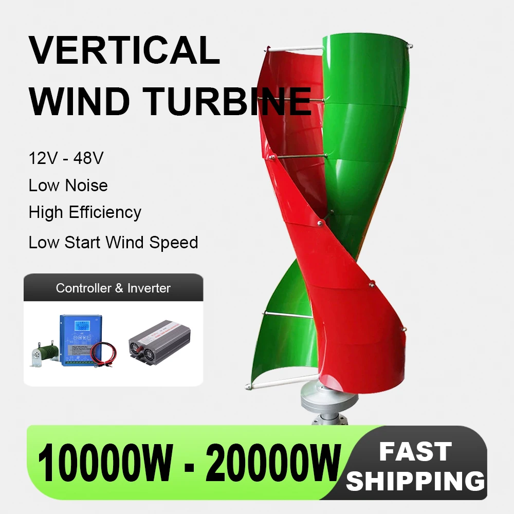 Vertical Wind Generator Wind Turbine with Hybrid Mppt Controller Power Turbine Low Speed 220V 230V Output Inverter Home Outdoor