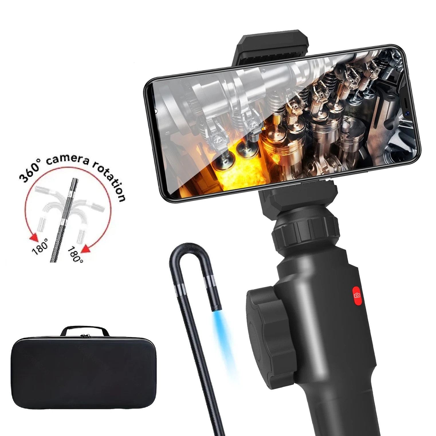 6 mm 720 graden all-way steering industriële endoscoop voor auto pijpinspectie rioolcamera Borescope met 5 inch HD-scherm