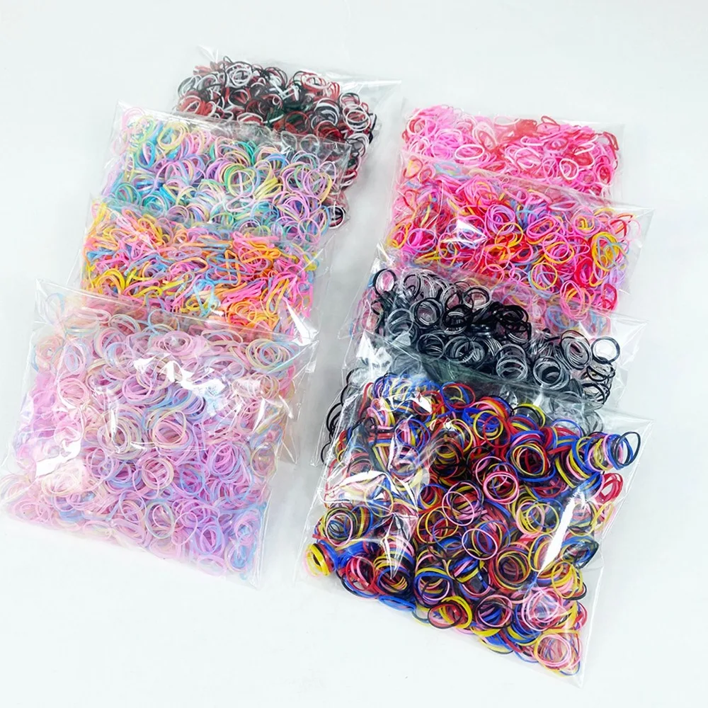 About 500-1000Pcs/Bag Child Baby Coorful Disposable Hair Ties Hair Holders Rubber Bands Elastics Girl Tie Braid Hair Accessories
