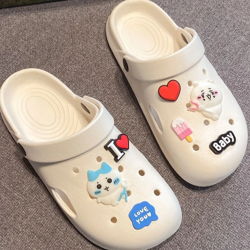 Anime Cartoon Chiikawa New Breathable Anti-slip Women's Baotou Slippers Can Be Worn Outside Wear-resistant Versatile Comfortable