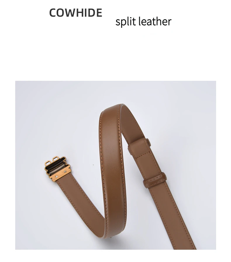 2,4 cm Luxus Echt leder Frauen Gürtel Designer Frauen Kleid Rindsleder Knoten Gürtel Gold legierung Schnalle Bund Jeans weibliches Geschenk – Detail 5