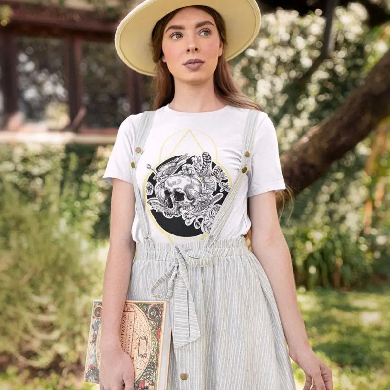 

Bird And Skull Boho Women'S T Shirt Simple Creative Cute For Her Long Sleeve Female