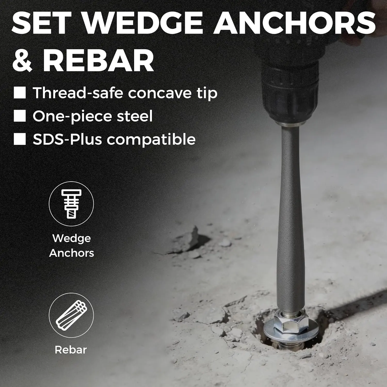 SDS Plus Anchor Setting Tool Hammer Drill Attachment for Installing Wedge Anchor Expansion Bolt Strike Punch for Electric Hammer