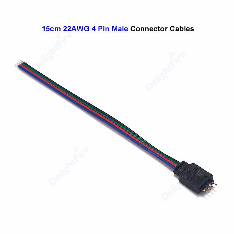 4 Pin 5 Pin  Male LED Tape Connector Cable 15cm RGB Connector Cable Electrical Wire For 5050 3528 RGB RGBW LED Strip Lights