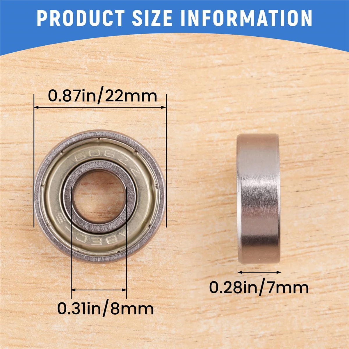 10pcs 8 x 22 x 7mm Skateboard Scooter Bearings Wheels ABEC-5 608ZZ