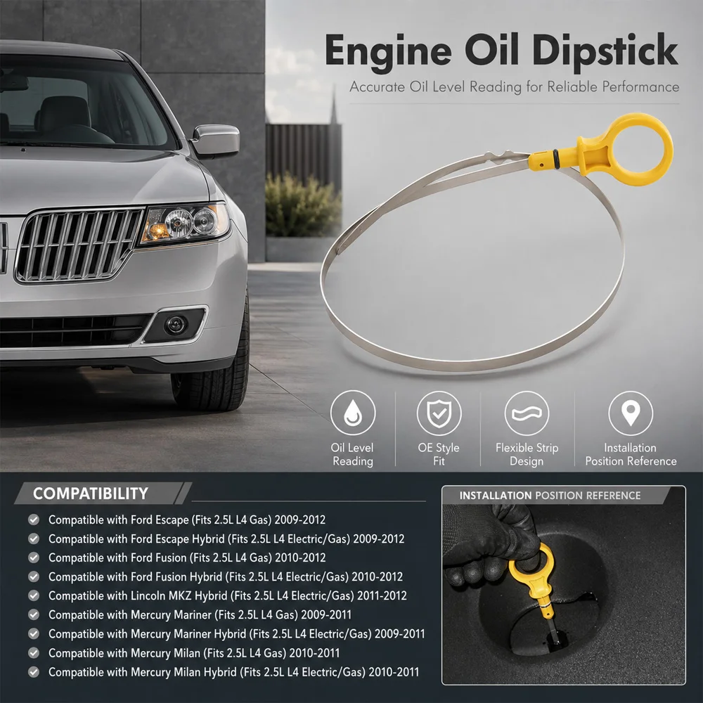 1pc Oil Level Indicator Dipstick 8E5Z-6750-C, 8E5Z6750C, 8E5Z-6750-B For Escape Fusion Hybrid For Lincoln MKZ Hybrid 2.5L L4