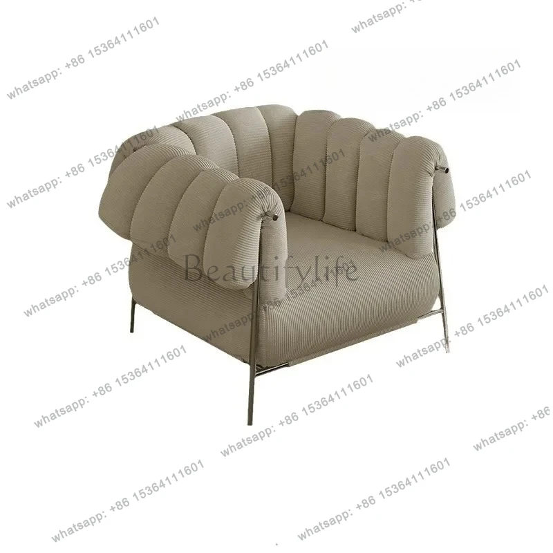 

French light luxury single sofa chair modern simple leisure balcony back chair special-shaped cream wind