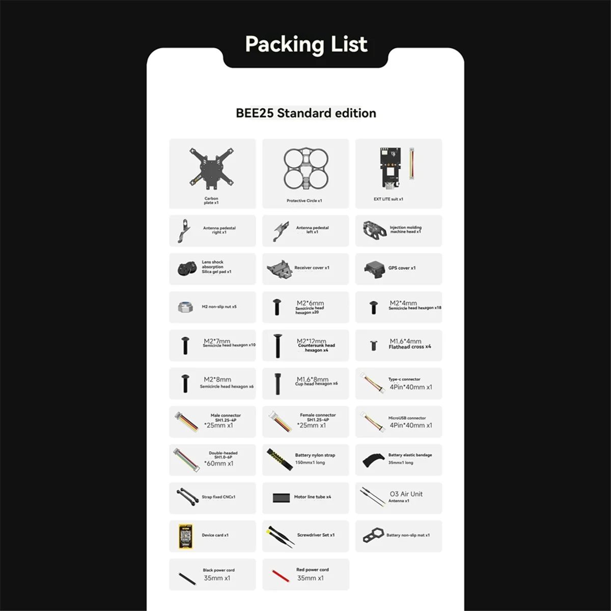 For Bee25 2.5inch Frame Kit Support Parameter Adjustment for O3 HD VTX Drone Parts