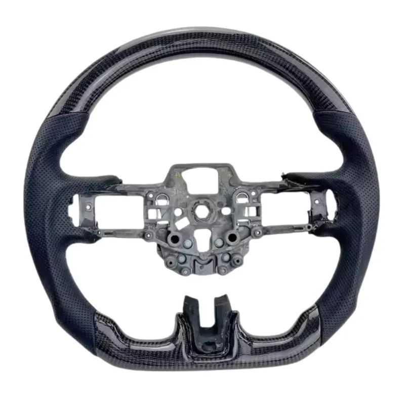 【2025】عجلة قيادة من ألياف الكربون ذات قاع مسطح من ZY لسيارة Ford Mustang 2015-2017 GT Sports