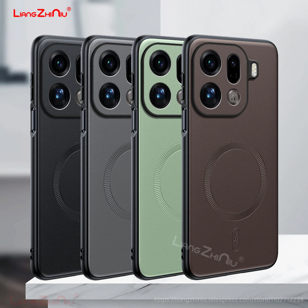 

Для Oppo Find X9 Pro Find X9 чехол для телефона Роскошный магнитный чехол с беспроводной зарядкой из искусственной кожи с полным покрытием противоударный кожаный чехол