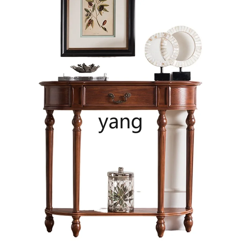 YJQ American solid wood semicircular aisle cabinet entry corridor against the wall foyer partition storage cabinet