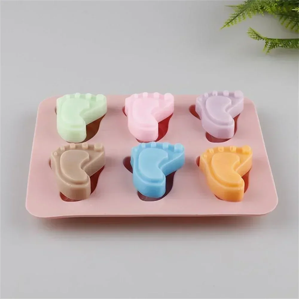 Silicone Baby Foot Print Soap Mold Footprint Shaped Chocolate Mould Lotion Bar Jello Ice Cube Tray Cookie Pan Shower Party