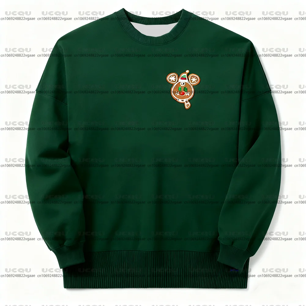 Autumn Winter Adults Tee Santa Mickey Mouse Sweatshirt Hoodie Christmas Disney Jersey Gingerbread Man Y2k Party Top Gift T Shirt