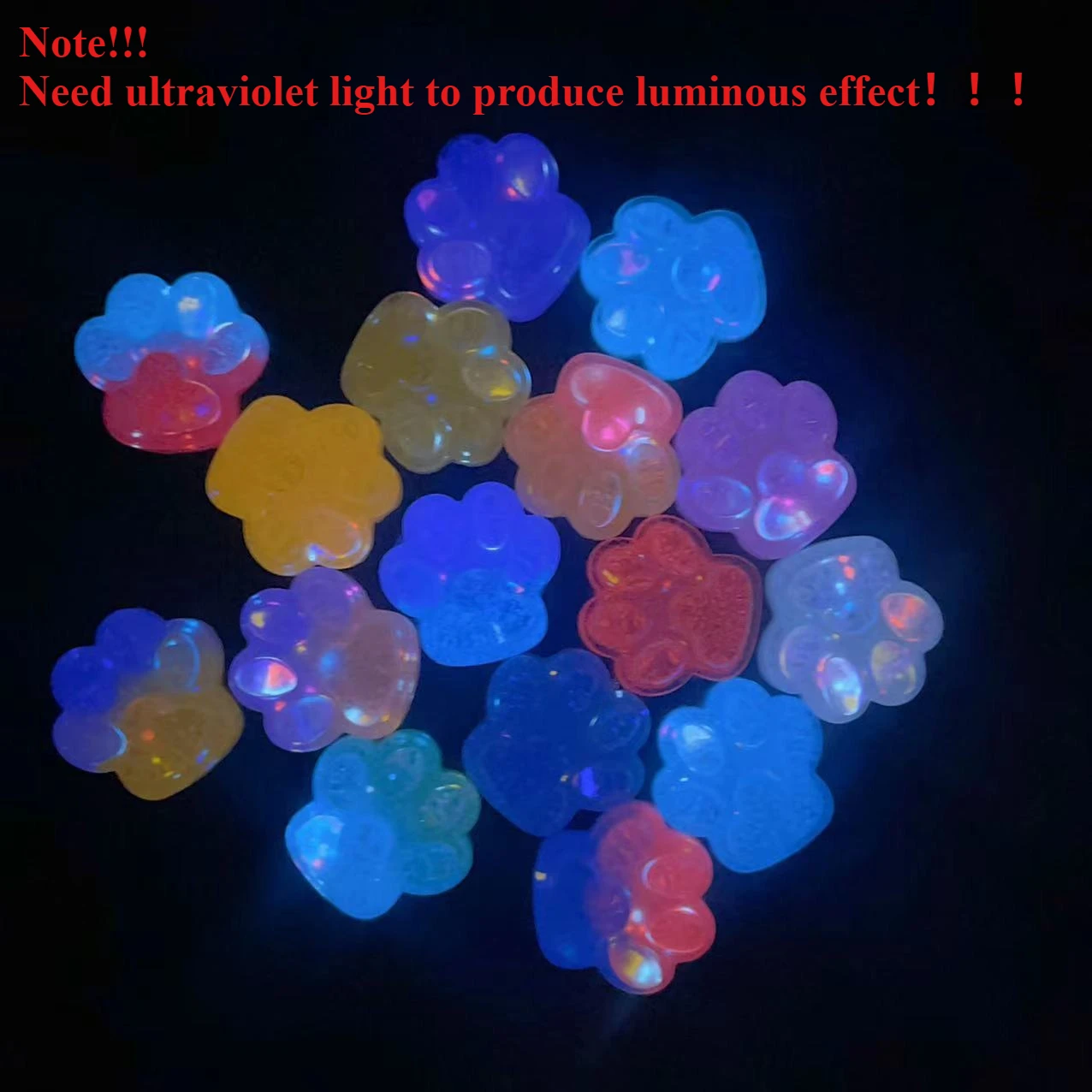 100pcs 3D Resin Cat's Paw 23×23mm Firefly Handmade Luminous Photo Frame Phone Case Diy Charms Ice Through Kitten Decor