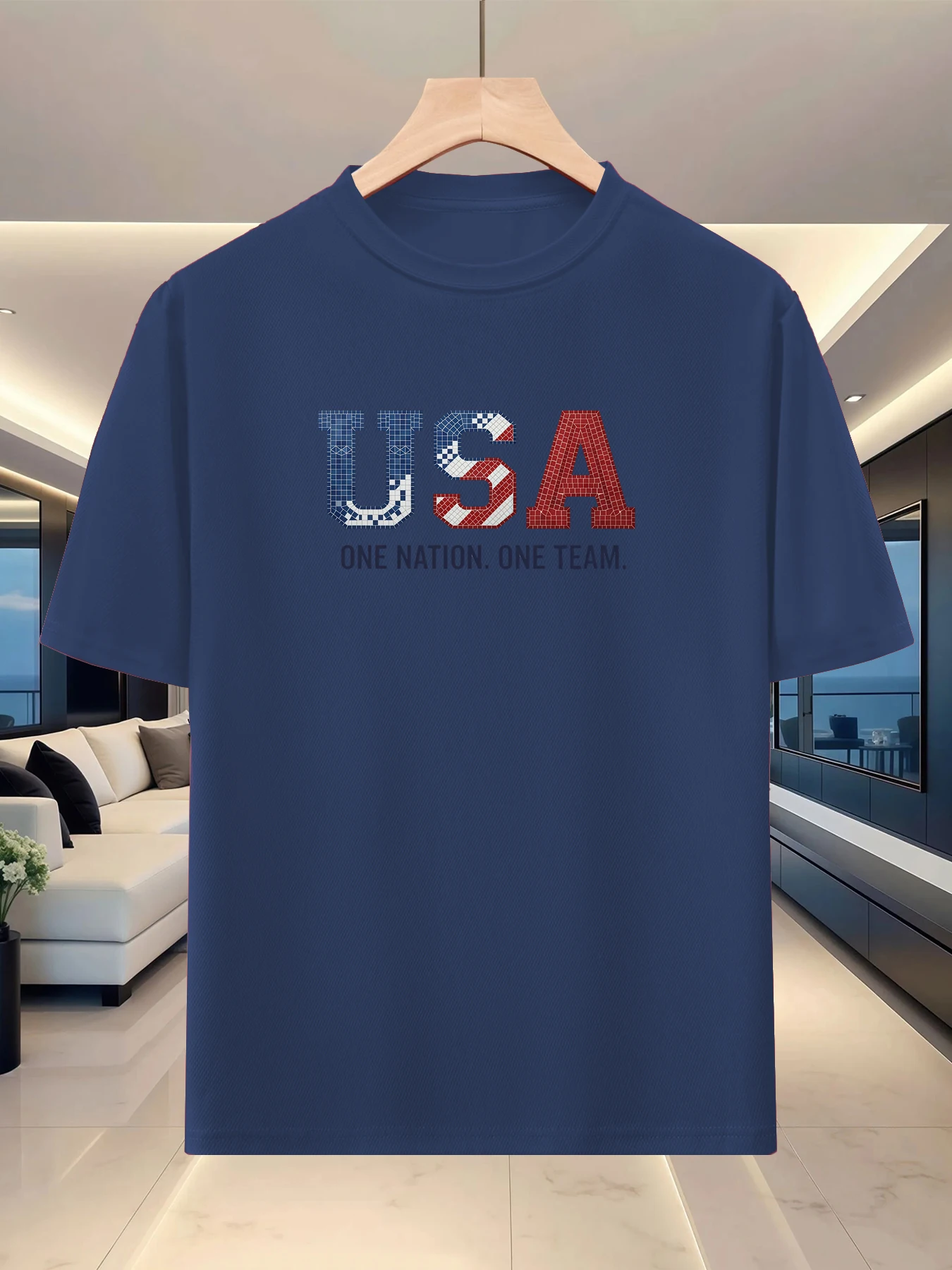 Men's Summer Round-neck Short-Sleeve Casual Sportswear National English Theme Series Printed T-Shirt - USA
