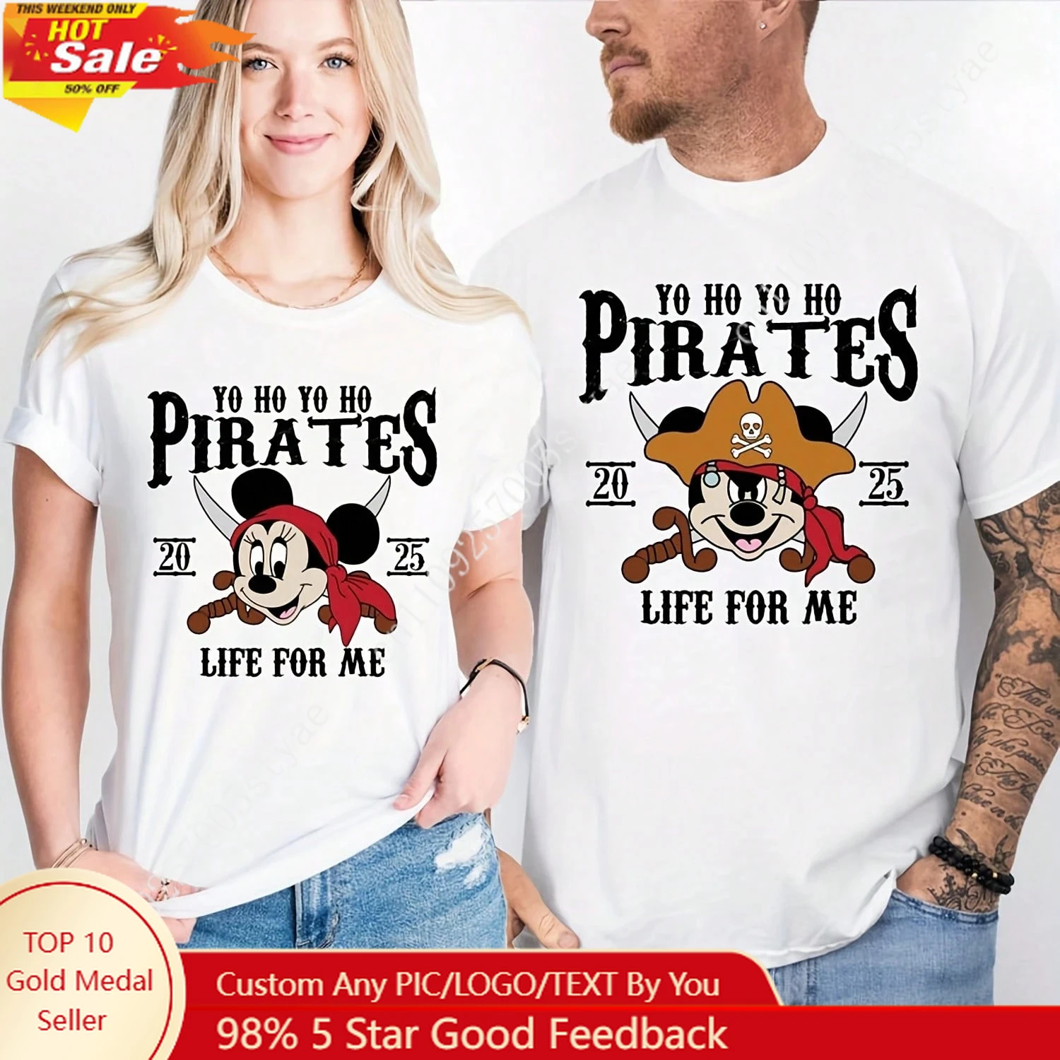 

Disney Pirates And Shirt Cruise T-Shirt Pirates Couple T-Shirt Pirates Of The Caribbean Gift Y2k Clothes Kids Girls Clothes Tees