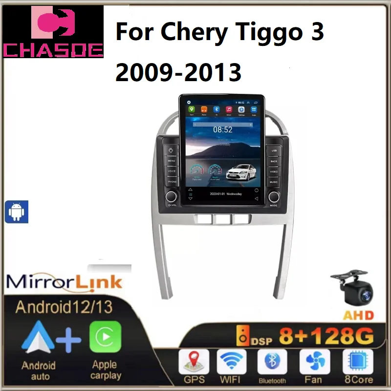 TS car radio gps For Chery Tiggo 3 2009-2013 8+128GB car video carplay+auto 360 camera BT gps Car Dvd Player Touch Screen