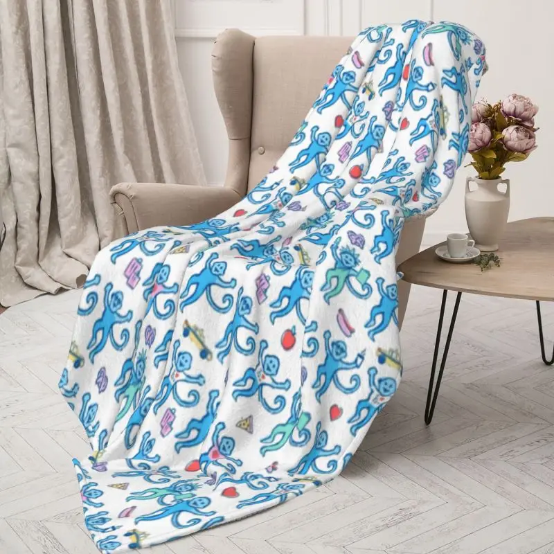 Custom Ultra-Soft Fleece Preppy Roller Monkeys Rabbit Throw Blanket Warm Flannel Blankets for Bedding Home Couch Quilt