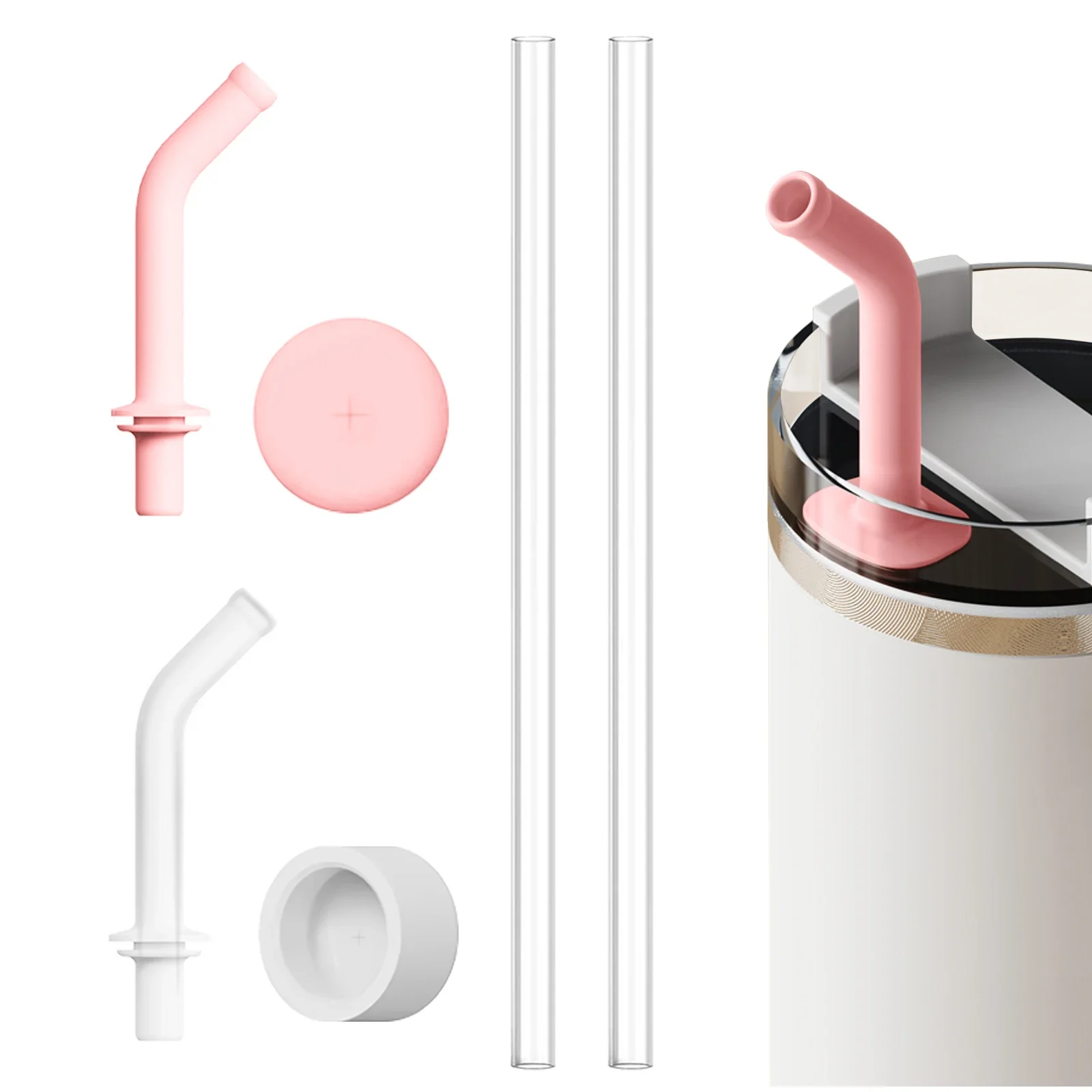 

Leak Proof Set Quencher 2.0 1.0 Accessories,2 in1Silicone Anti-Spill Straws,9.4Extension Straw,Spill Proof Stopper