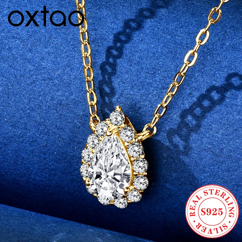 

Real 925 Sterling Silver Pear Shaped Necklace Pendant For Women Pendent Sparkling Necklace Luxury Anniversary Jewelry Gifts