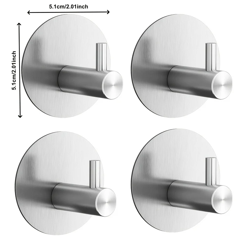 4 Stück Edelstahl-Haken Selbstklebend Badezimmer Wand- und Türhaken Kleiderhaken Ohne Bohren Handtuchhalter Aufbewahrungshaken für Zuhause – Detail 5