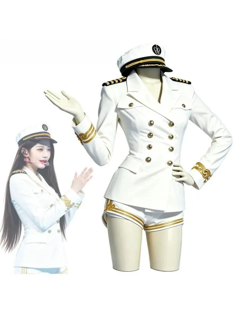 Damen Tyrant Cosplay Kostüm Korea Weiße Matrosen-Marineuniform Gruppen-Bühnenauftritt Damen Cosplay-Kostüme