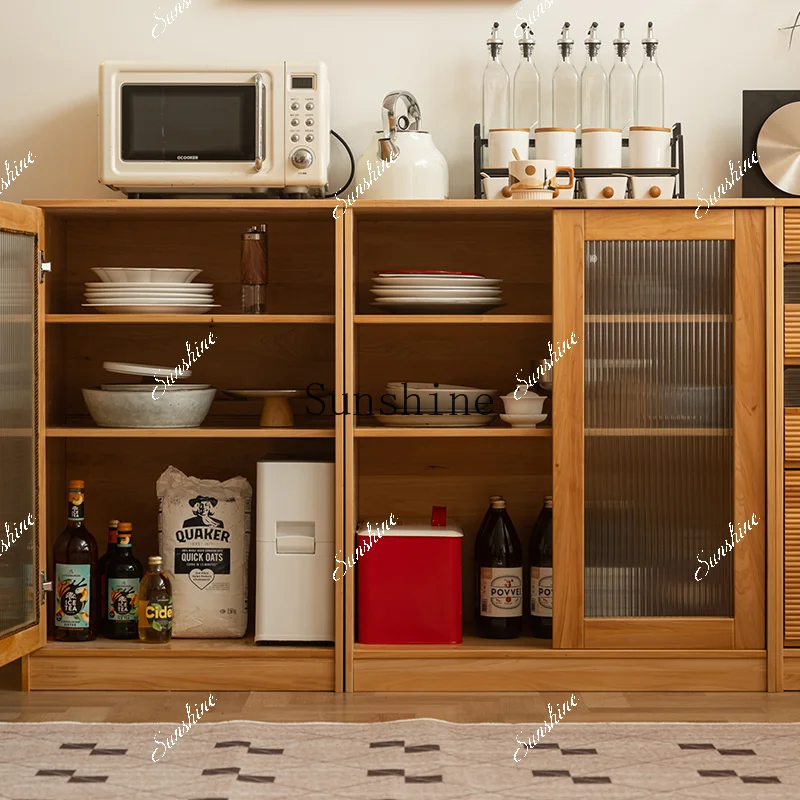 All solid wood dining side modern simple island chopping board stove tea storage kitchen wall wine cabinet  FT