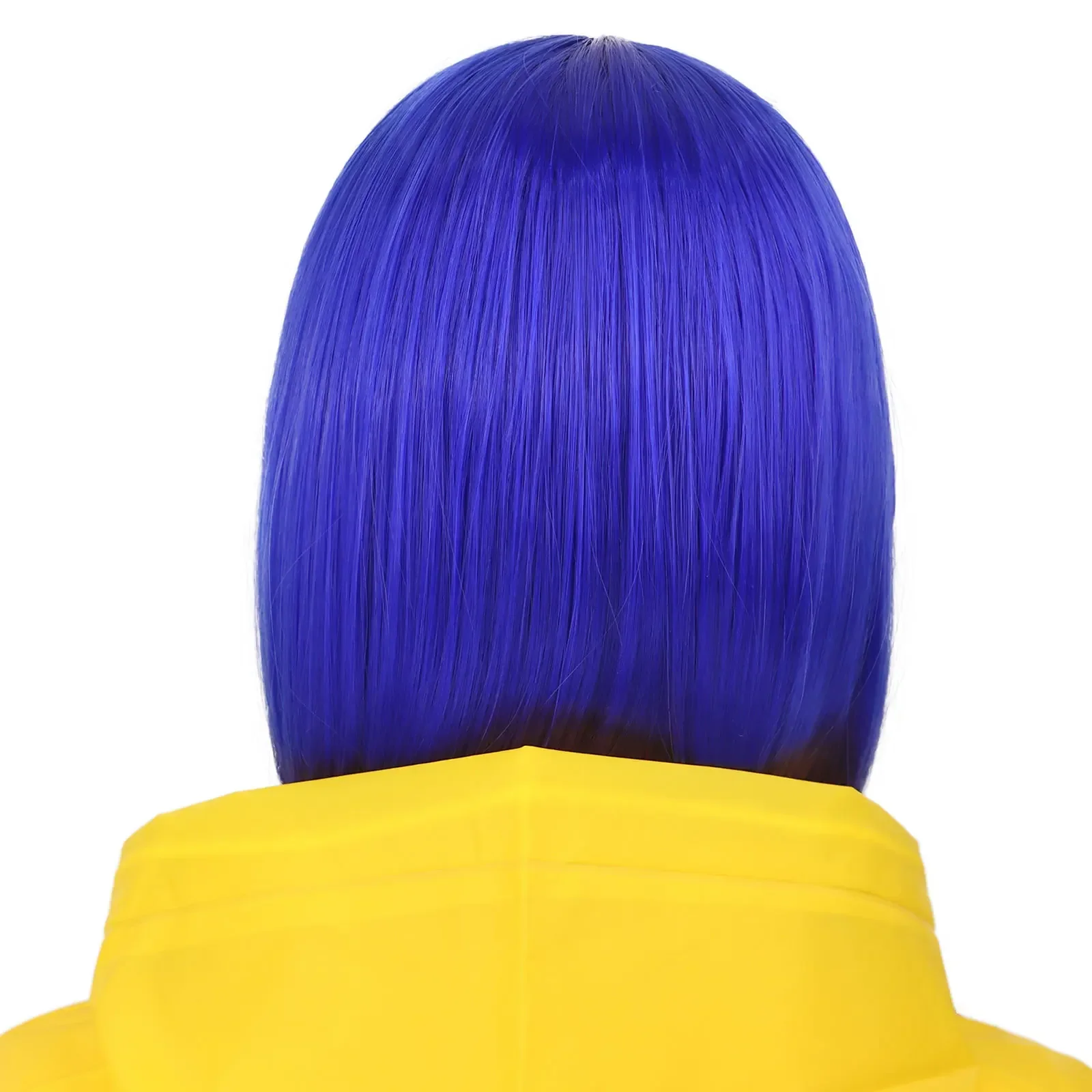 Peruka cosplay Anime Blue Bob dla kobiet, krótka prosta peruka z naszyjnikiem i spinką do włosów w kształcie ważki, peruka na kostium na Halloween