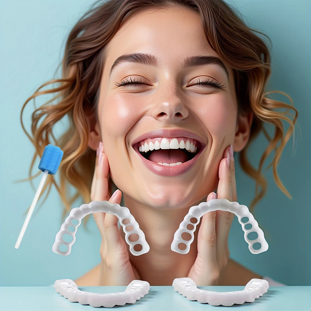 Upper & Lower Full Teeth Veneers, Temporary Reusable Whitening Cover, Natural simulation look  H2931