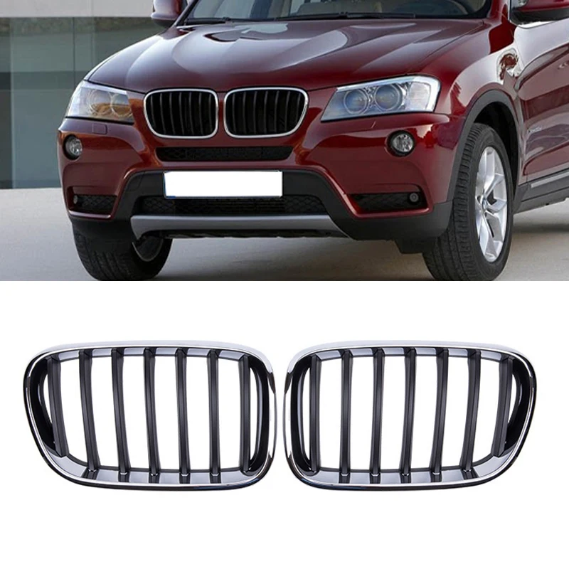 

Chrome Grill Car Front Bumper Hood Kidney Grille Grilles Silver Frame Black For BMW X3 F25 2011-2013 Accessories ABS