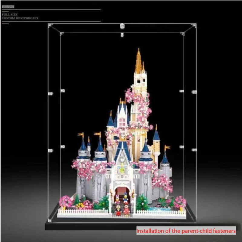 

Luxury Romantic Cherry Blossom Castle Display Box Acrylic Wedding Garden Theme Dust Cover Does Not Include Building Block Set
