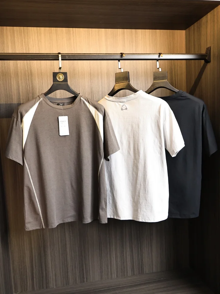 Quick Dry Contrast Color Men's round Neck Short Sleeve T-Shirt Outdoor Fashionable Breathable Antibacterial  Design