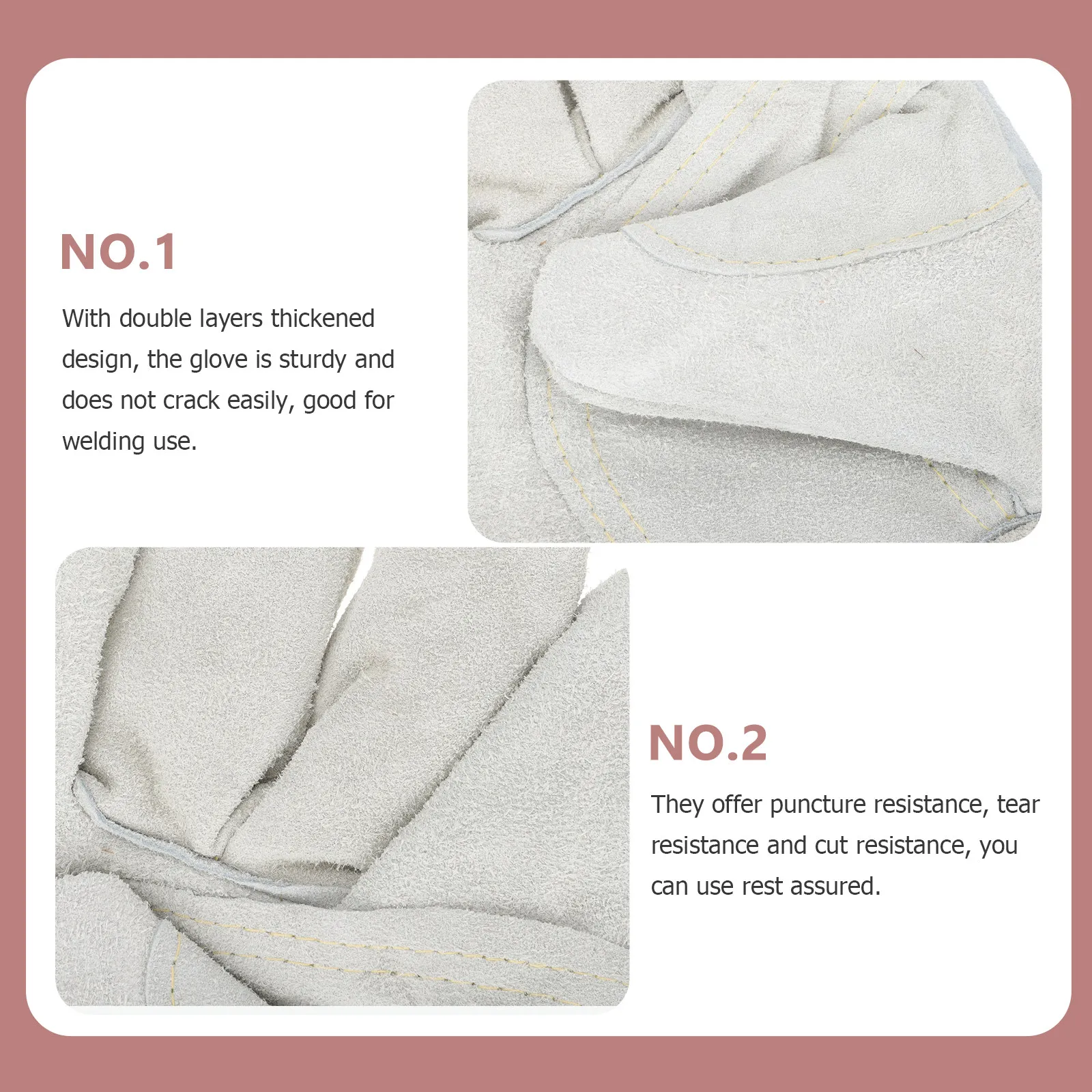 1Pair Heavy Duty Cowhide Welding Mitts Puncture Tear Cut Resistant Heat Proof Gloves for Welding Grill Stove Oven Baking