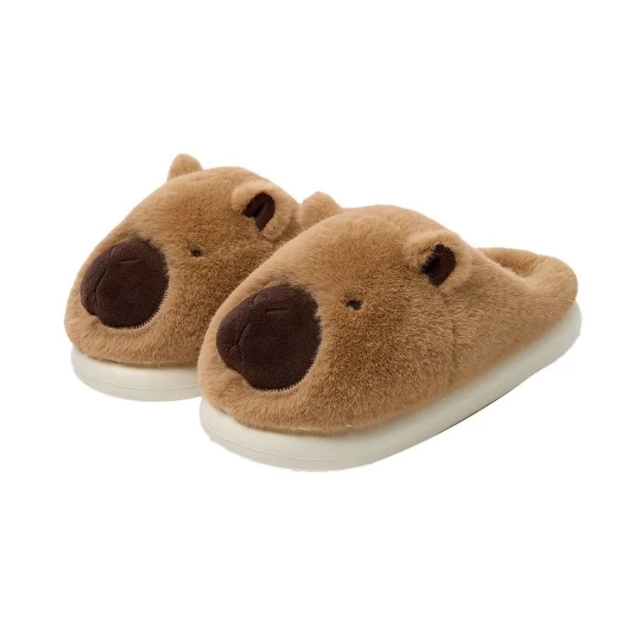 36-41 Size Capybara Cotton Slippers Half Wrap Heel Home Soft Non-slip Warm Breathable Indoor Plush Shoes Couple Slippers