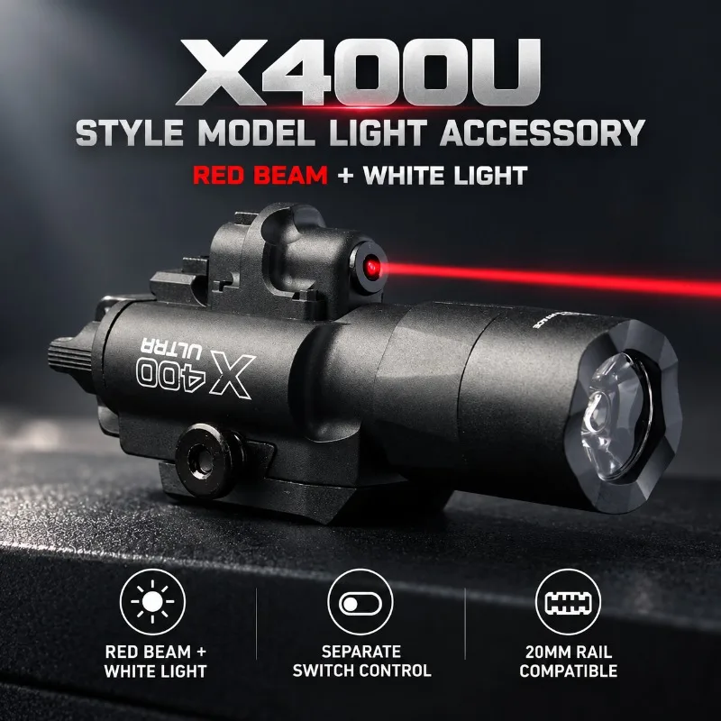 Rail Mounted X400U Illumination Decor Part Built-in Red Beam Indicator and White Flashlight