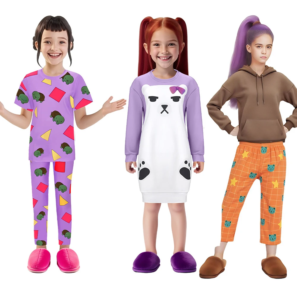 Kids Halloween Witch Hunting Group Sleepwear Mirazoi Rumi Mira Purple Bear Cosplay Costume Carnival Party Performance Costume