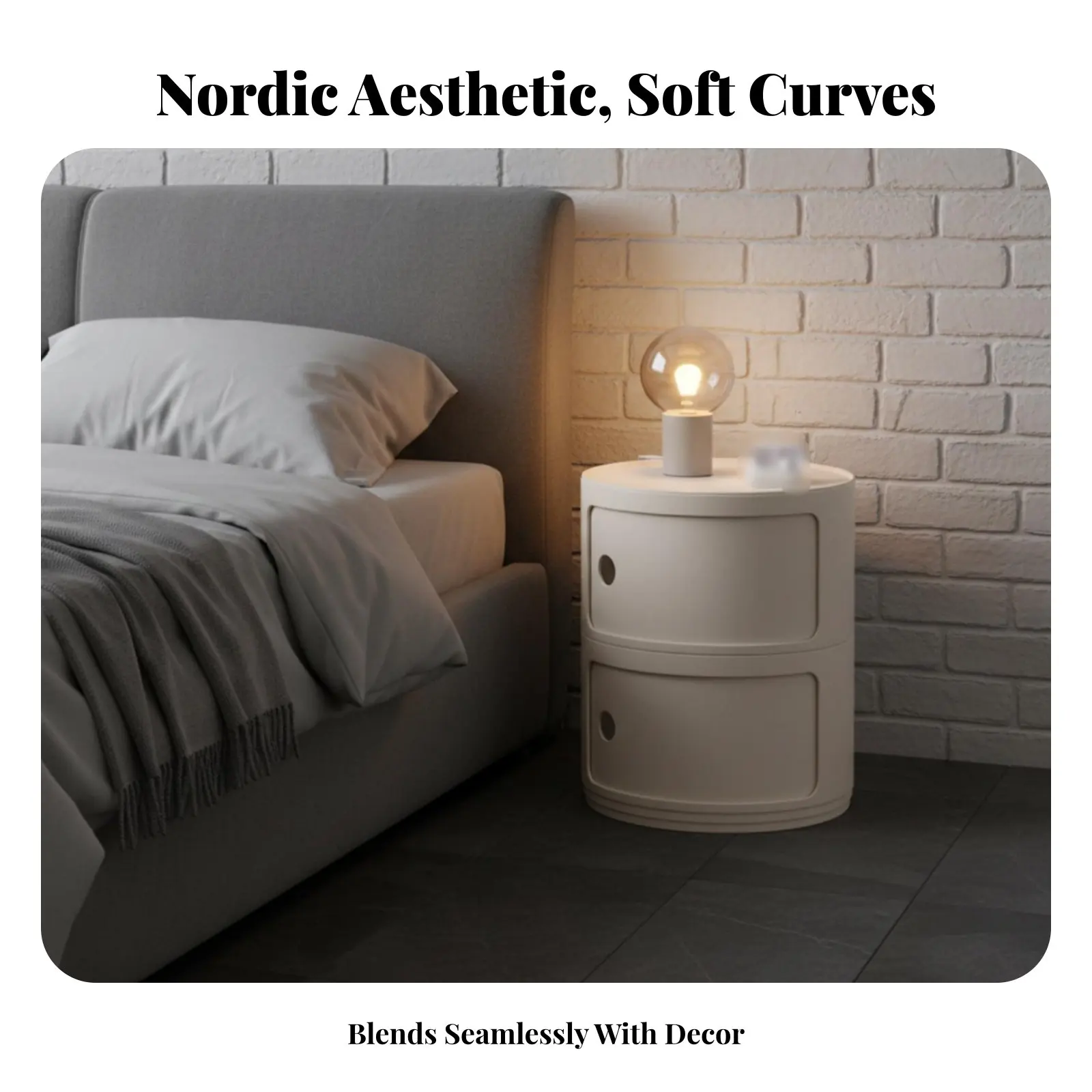 Round Stackable Cabinet Nordic Aesthetic Round Nightstand Stackable Storage Unit Multifunctional Stackable Storage Storage
