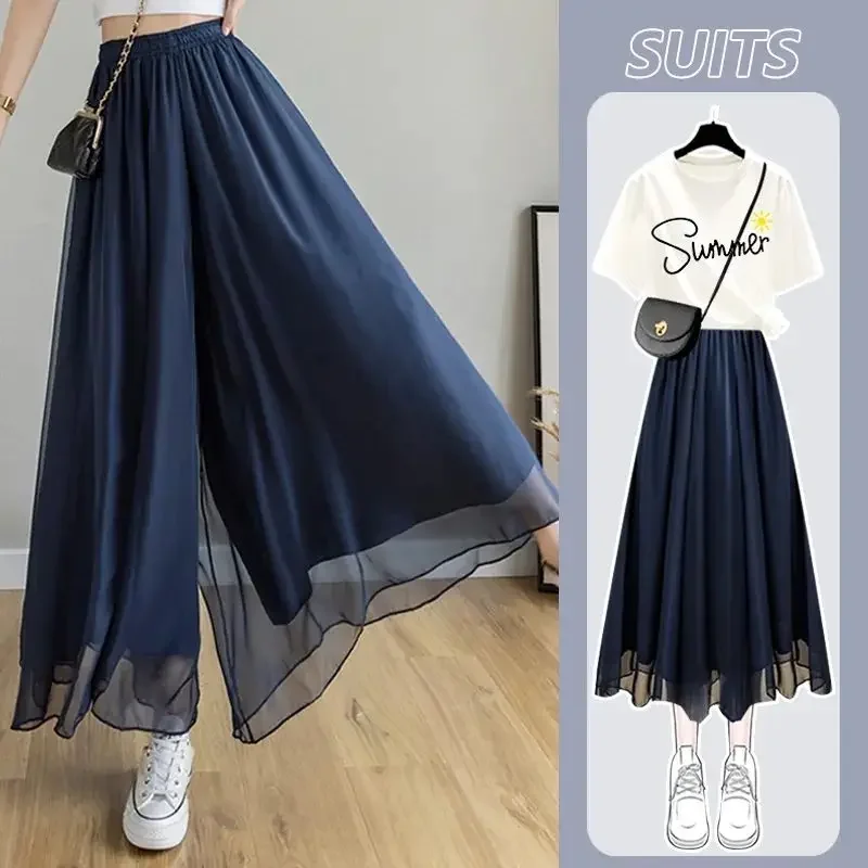 Female Clothing Dress Solid Women\'s 2023 Summer New Loose Versatile Elastic Waist Fashion Elegant Pant Skirt