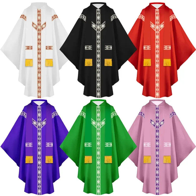 

Halloween Adult Catholic Priest Chasuble Church Mass Vestment Robe Chasuble Priest Vintage Baggy Robe Gown Cape for Men Women