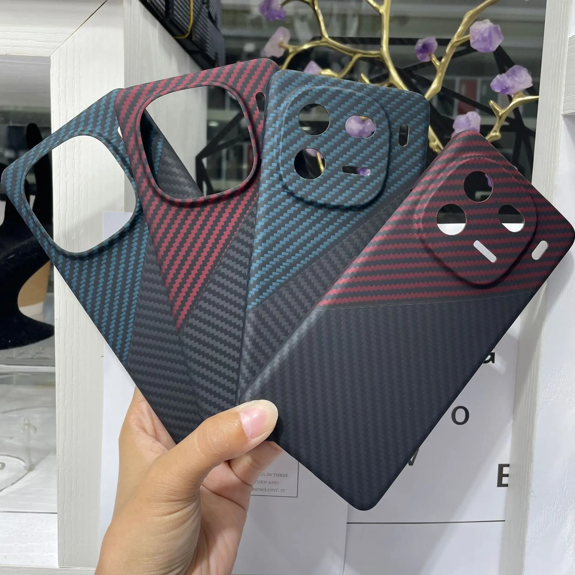 

vivoiqoo12 color matching Kevlar Real carbon fiber mobile phone case aramid fiber protective case vivoIQOO12 protective case