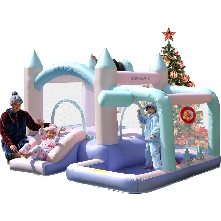 Casa de rebote inflable, castillo hinchable con soplador, aro de baloncesto, anillo de lanzamiento, juego de objetivo para fiesta, exterior y interior