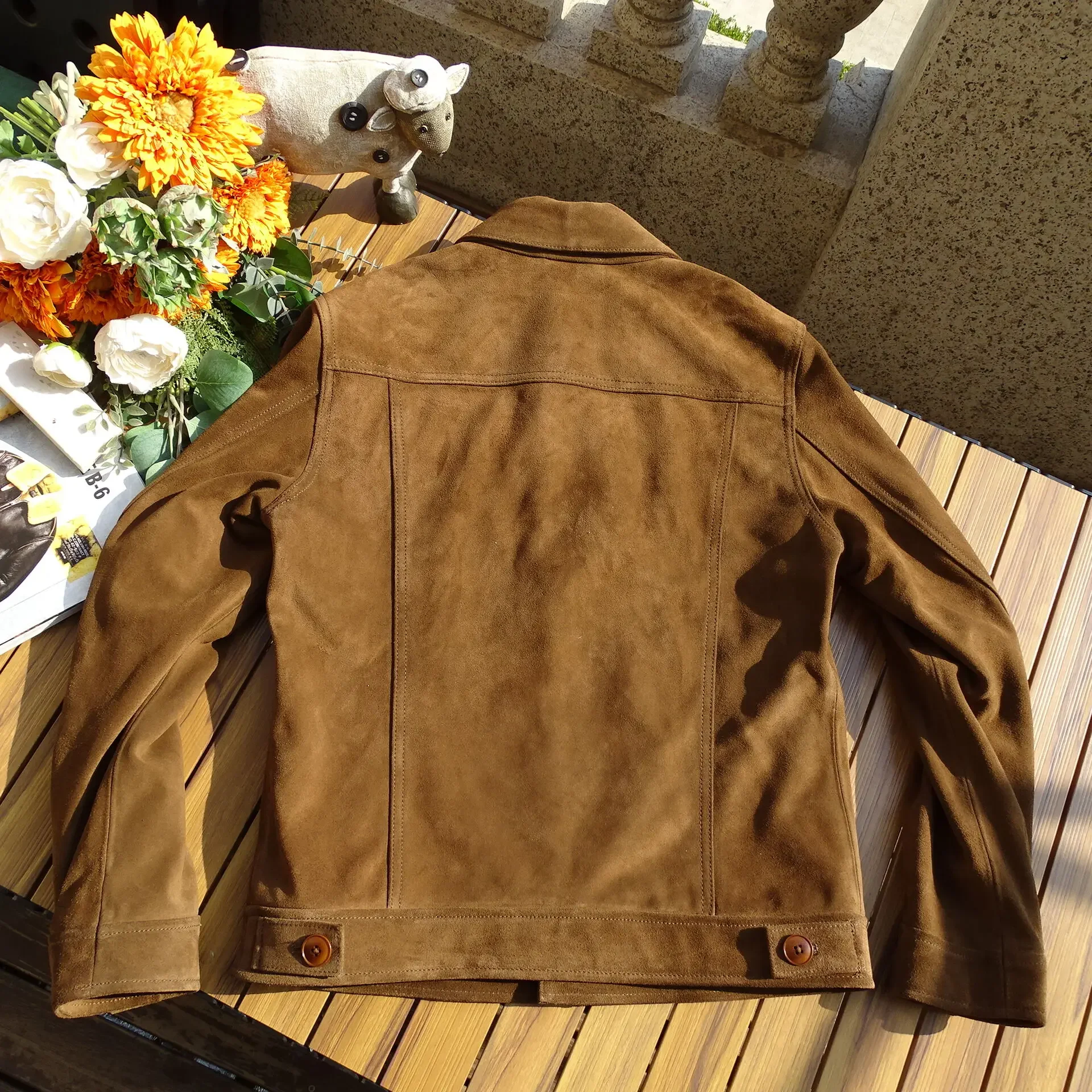 Men's Suede Rancher Jacket Chocolate Regular Fit Western Cowboy Style Vintage Clothes