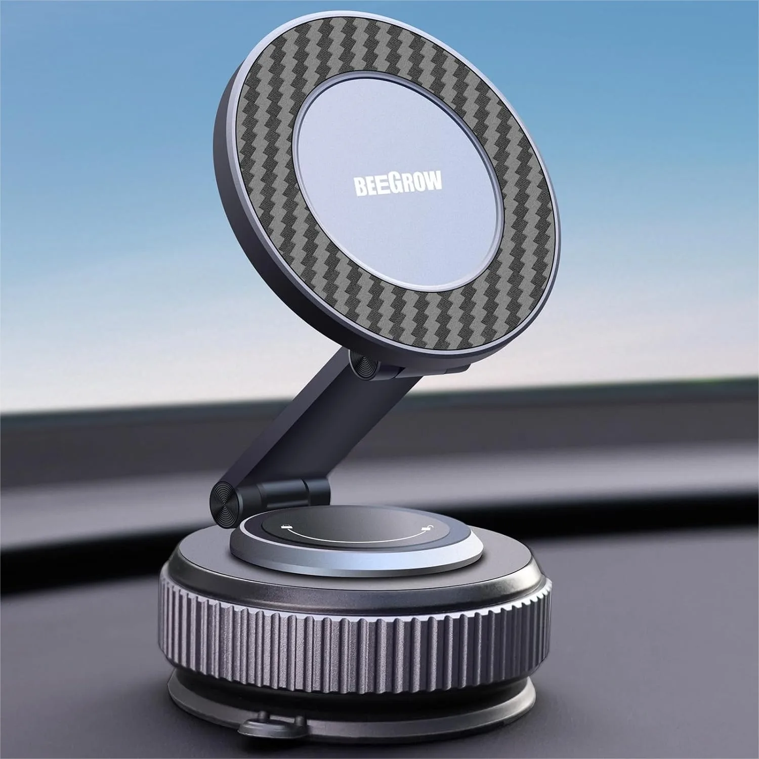 

Magnetic Car Phone Holder For Magsafe Alloy 360 Degree Folding Mount With Ultra Stable Suction Cup And Reusable Gel Dashboard Windshield Stand For iPhone 17 16 15 14 13 12 Android Pixel
