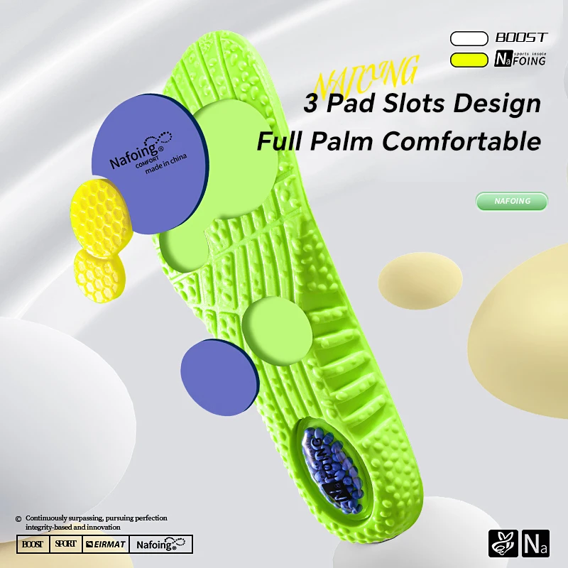 2Pairs Sport Shock Absorption Insoles Green Air Cushion Breathable Arch Support Orthopedic Shoes Pad Men Women Feet Care Insoles