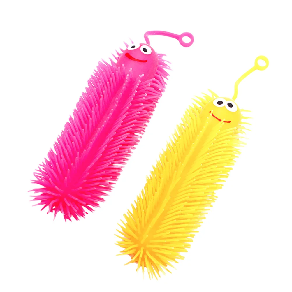 2 Pcs Toy Shine Vent Hairball Child Children’s Toys Stretchy Caterpillar Puffer 23X85X85CM Soft Rubber Flashing Cartoon