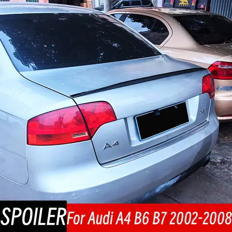 아우디 A4 B6 B7 2002 03 04 05 06 07 08 리어 트렁크 리드 부트 덕테일 립 스포일러 윙 블랙 카본 자동차 튜닝 액세서리 부품