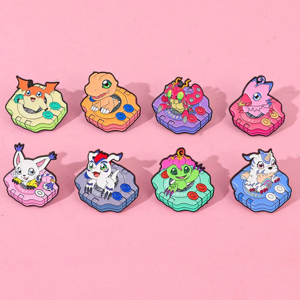 Niedliche Digimon Anime Emaille-Anstecknadeln Cartoon-Monster-Broschen für Rucksack Kleidung Schmuck Geschenke für Freunde Frauen